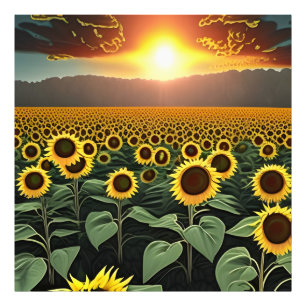 sunflower field at sunset    photo print