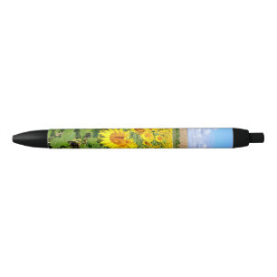 Sunflower field black ink pen