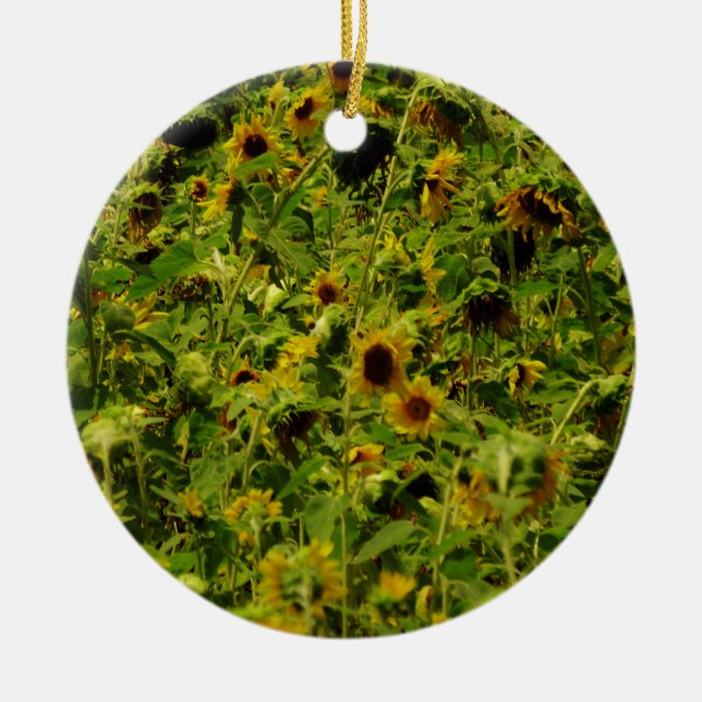 Sunflower field ceramic tree decoration (Front)