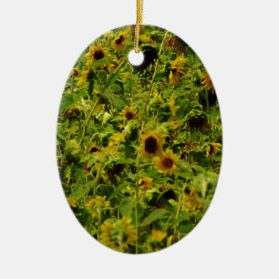 Sunflower field ceramic tree decoration