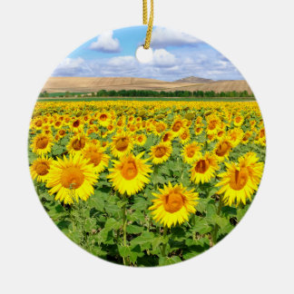 Sunflower field ceramic tree decoration