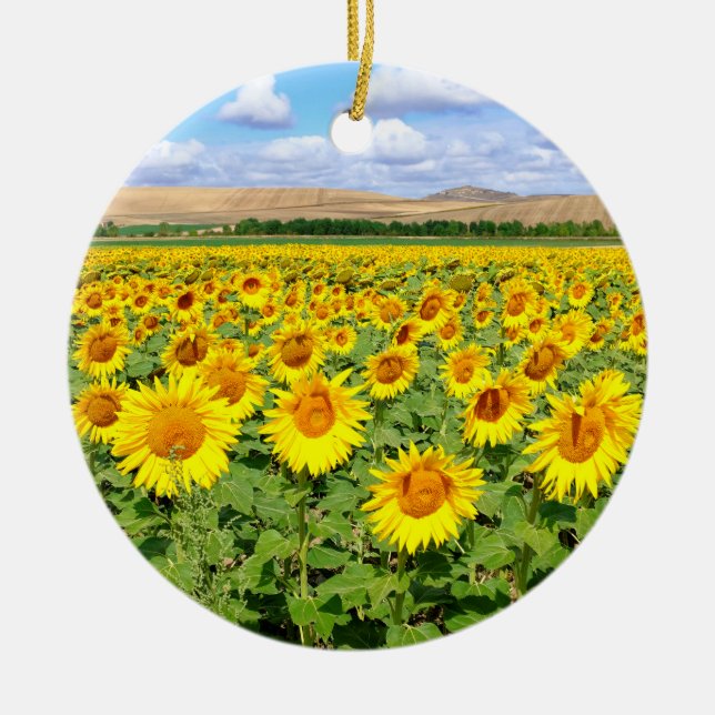 Sunflower field ceramic tree decoration (Front)