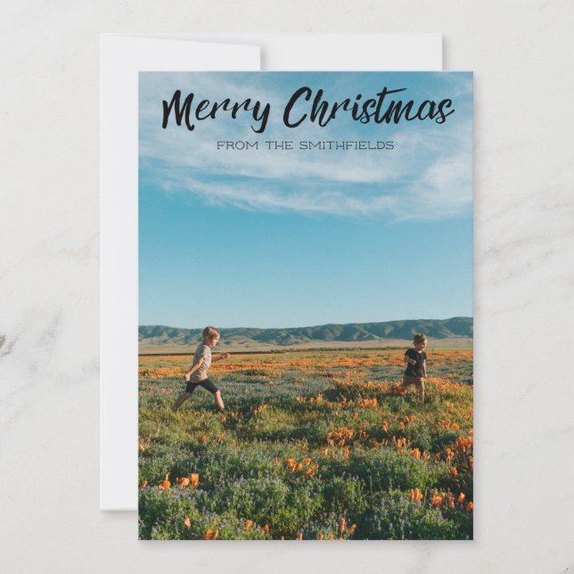 Sunflower Field Family Christmas Holiday Card (Front)