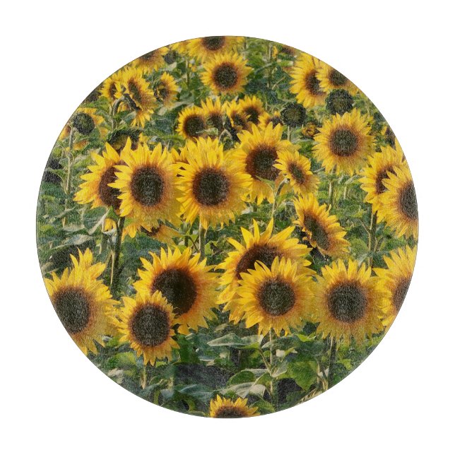 Sunflower Field Glass Cutting board (Front)