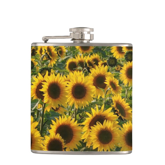 Sunflower Field Hip Flask (Front)