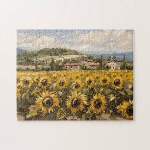 Sunflower Field Impressionist Painting Jigsaw Puzzle