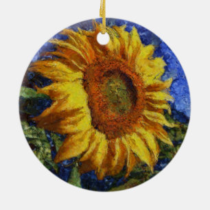 Sunflower Field In Colorful Artistic Style Ceramic Tree Decoration