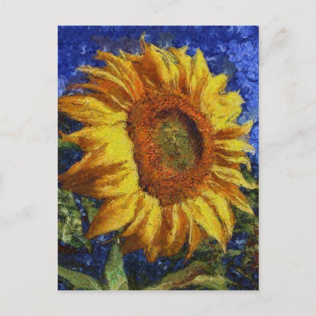 Sunflower Field In Colourful Artistic Style Postcard (Front)