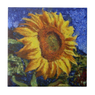 Sunflower Field In Colourful Artistic Style Tile