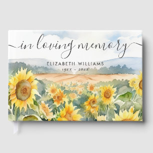 Sunflower Field In Loving Memory Funeral Guest Book