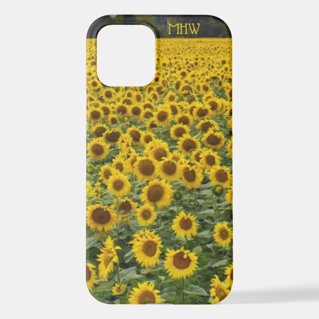 Sunflower Field Initials iPhone Case (Back)