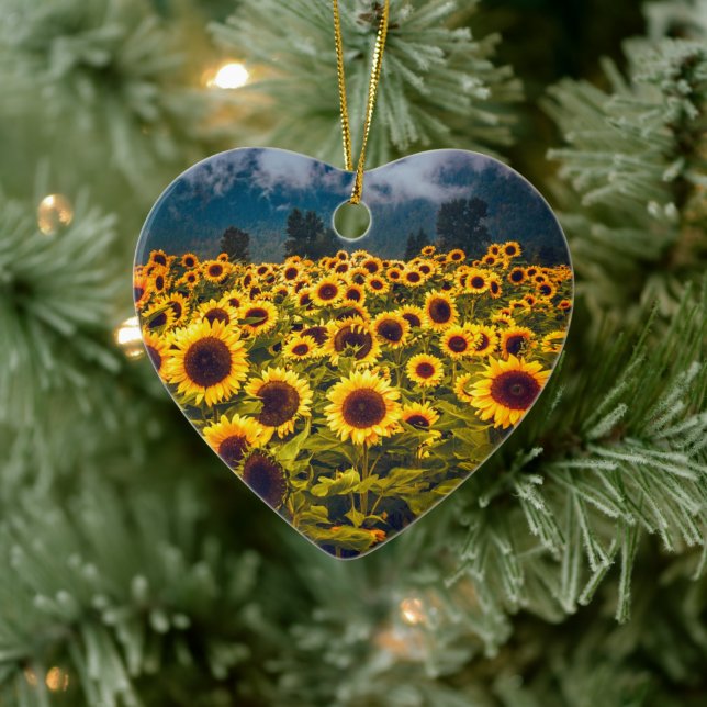 Sunflower Field Landscape Flowers Yellow Ceramic Tree Decoration (Tree)