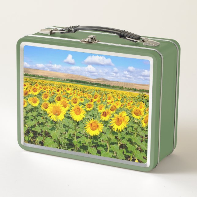 Sunflower field metal lunch box (Front)
