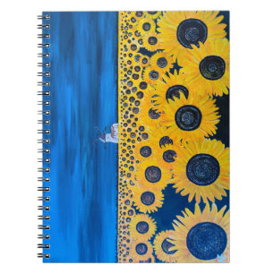 Sunflower Field Painting by Alfred Fox Notebook