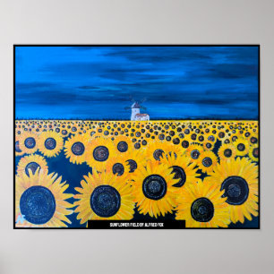 Sunflower Field Painting by Alfred Fox Poster