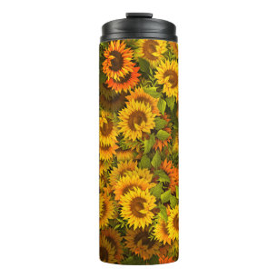 Sunflower Field Pattern Thermal Tumbler