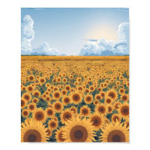 Sunflower Field Poster – Minimalist Flat Vector 