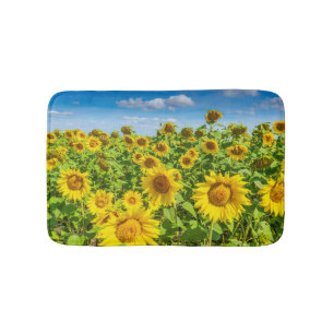 Sunflower field, summer sunny day. bath mat