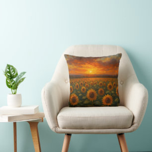 Sunflower Field Sunset Cushion