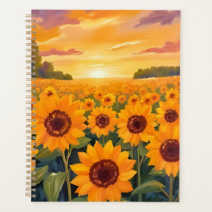 Sunflower Field Sunset Landscape Painting Planner