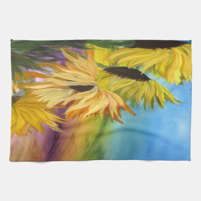 Sunflower Field Throw pillow from my artwork Tea Towel (Horizontal)