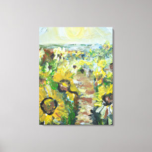 Sunflower Field Under Glowing Sun Canvas Print