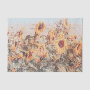 Sunflower Field Vintage Antique Autumn Texture Tissue Paper
