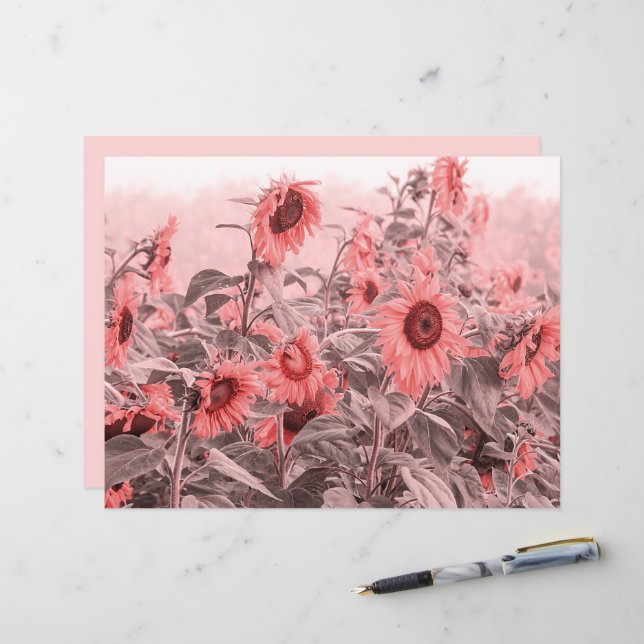 Sunflower Field Vintage Blush Pink Grey Decoupage (Front/Back In Situ)