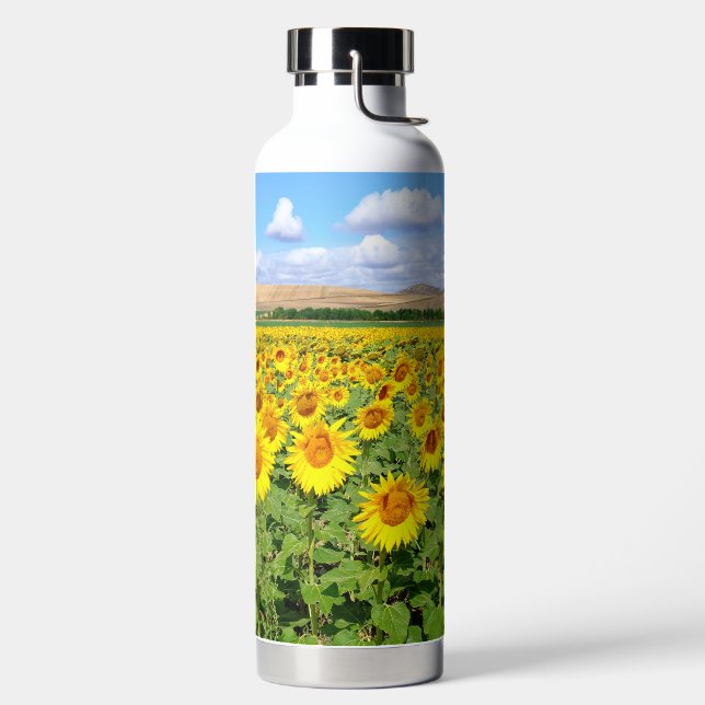 Sunflower field water bottle (Left)