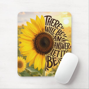Sunflower Field with Inspiring Quote Mouse Mat