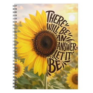 Sunflower Field with Inspiring Quote Notebook