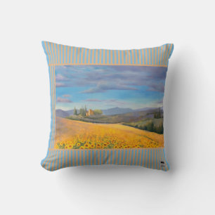 Sunflower Field With Stripe Cushion