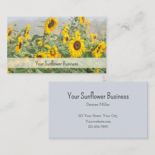 Sunflower Field Yellow Green Beautiful Business Card (Front/Back)
