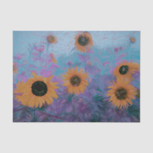 Sunflower Field Yellow Purple Blue Watercolor Tissue Paper