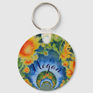 Sunflower Fields Forever - Monogram Key Ring
