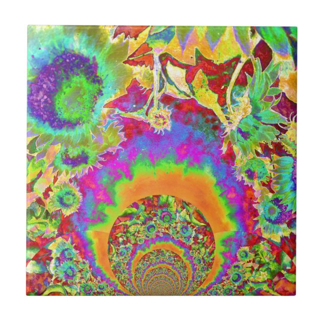 Sunflower Fields Forever - orange Tile (Front)