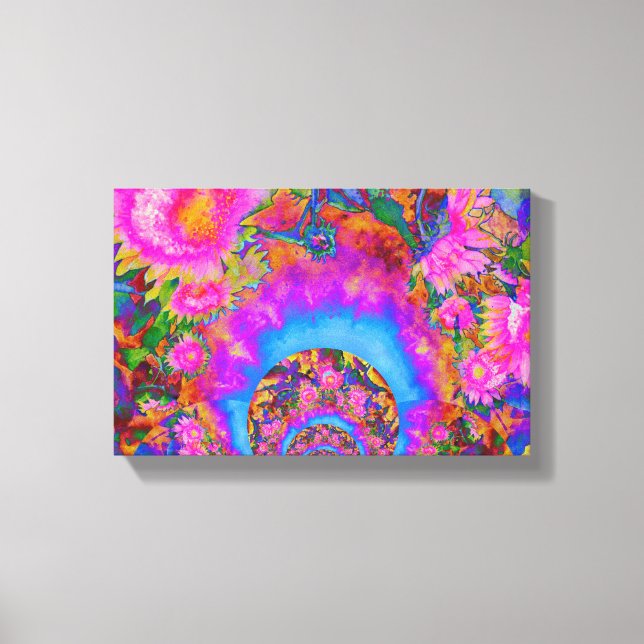 Sunflower fields forever - pink canvas print (Front)