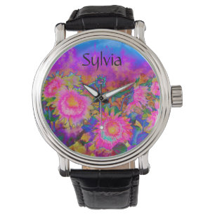 Sunflower Fields forever -pink - monogram Watch