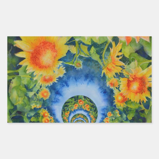 Sunflower Fields Forever Rectangular Sticker (Front)