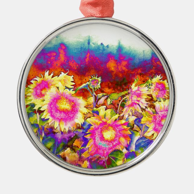 Sunflower Fields Metal Tree Decoration (Front)