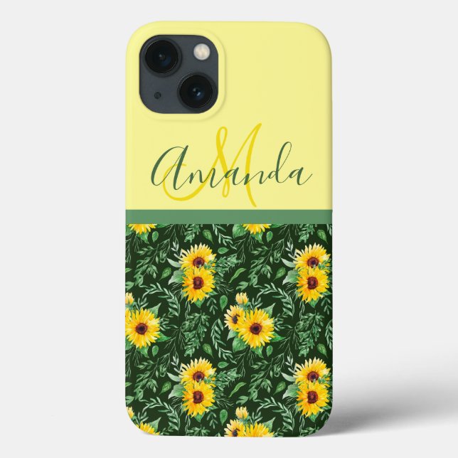 Sunflower Fields Monogrammed Case-Mate iPhone Case (Back)