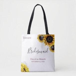 Sunflower Fields Personalised Bridesmaid Tote Bag