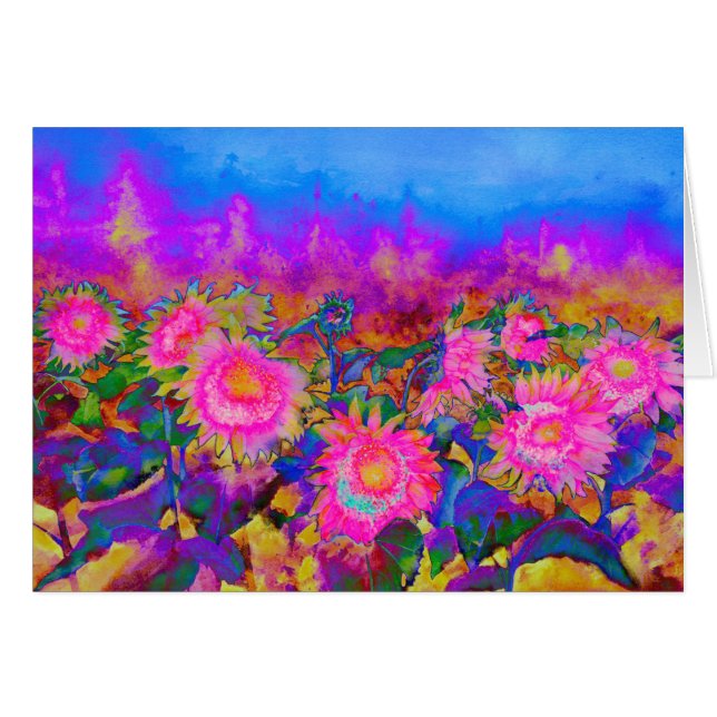 Sunflower Fields, pink abstract surreal flowers (Front Horizontal)