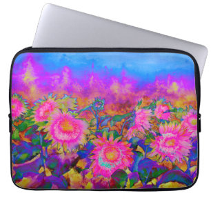 Sunflower Fields  - pink Laptop Sleeve