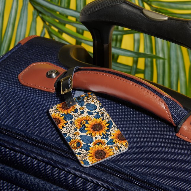 Sunflower Fields: Radiant Beauty Artwork Luggage Tag (Front Insitu 1)