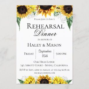 Sunflower Fields Rehearsal Dinner Invitation