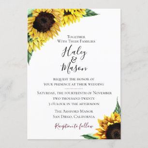 Sunflower Fields Wedding Invitation