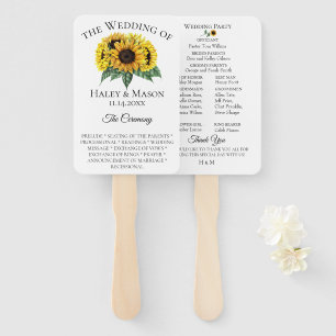 Sunflower Fields Wedding Program Hand Fan