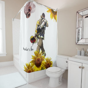 Sunflower Fireman Shower Curtain