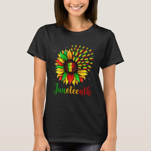 Sunflower Fist African American Pride Black Histor T-Shirt (Front)